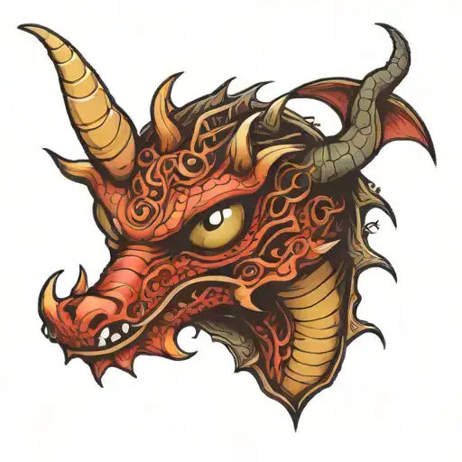 cute dragon mask tattoo design idea