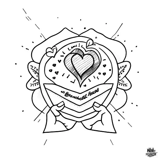 handdrawn envelope with red heart in the middle (sabrina carpenter inspired) tattoo design idea