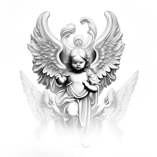 four cherubs guardian angel tattoo design idea