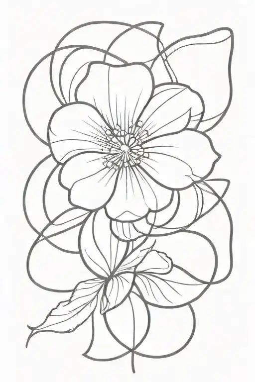 flower with curvy lines and words Dona Nobis tattoo design idea