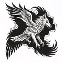 wolf and eagle wings tattoo design idea