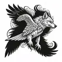 wolf and eagle wings tattoo design idea
