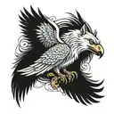 wolf and eagle wings tattoo design idea