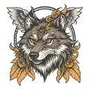 wolf face with eagle wings as shade in background  tattoo design idea