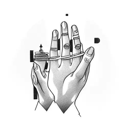 2 hands touching his middle fingers tattoo design idea