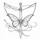 butterfly on a sword piercing tattoo design idea