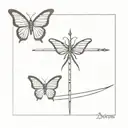 butterfly on a sword piercing tattoo design idea