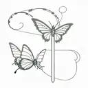 butterfly on a sword piercing tattoo design idea