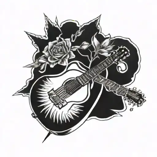 plectrum with nirvana Radiohead images merged tattoo design idea