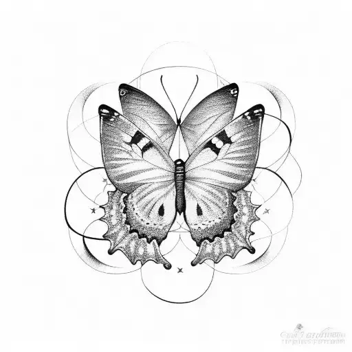 small butterflies with cosmic stars tattoo design idea
