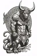 Minotaur standing guard tattoo design idea