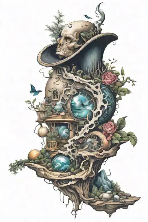 surreal composition tattoo design idea