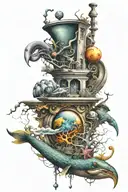 surreal composition tattoo design idea