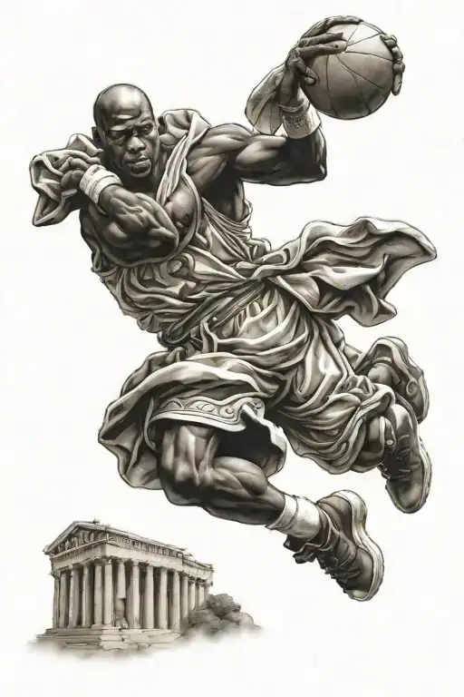 Michael Jordan greek statue tattoo design idea