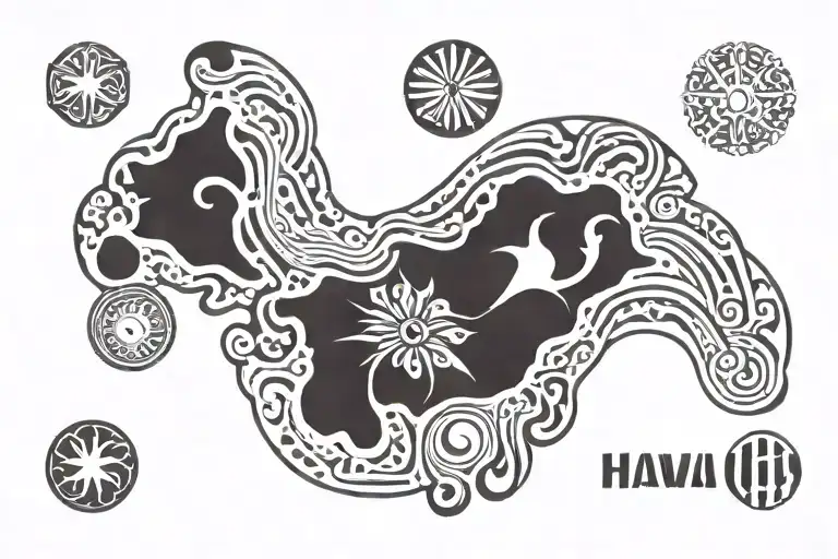 hawaii island map tattoo design idea