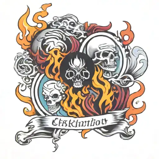 flames like Chester Bennington with my kids names Benjamin and richard tattoo design idea