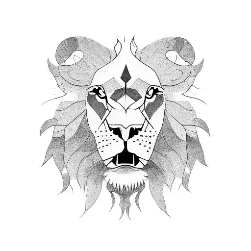 lion head with wings on the side  tattoo design idea
