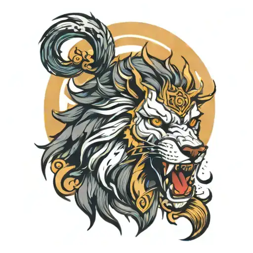 wolf lion sparta tattoo design idea