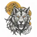 wolf lion sparta tattoo design idea