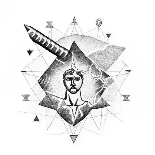 A tattoo of the Greek god Zeus holding a lightning bolt, with a detailed map of the world as the background. tattoo design idea