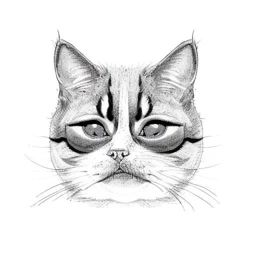 tuxedo cat with short tail tattoo design idea