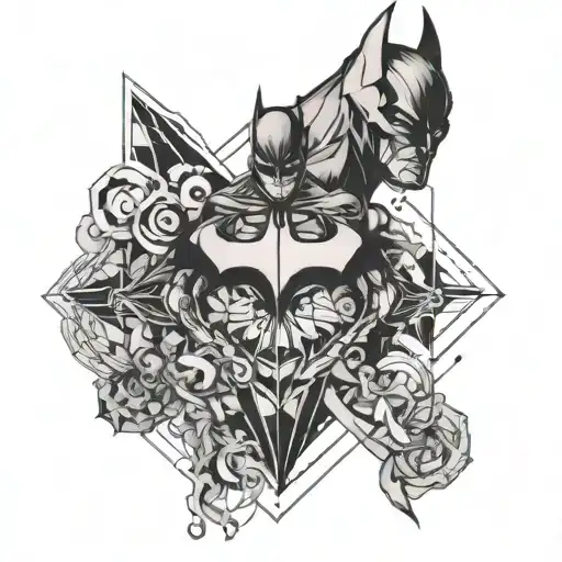 batman, cancer, aquarius, scorpio tattoo for man's calf tattoo design idea