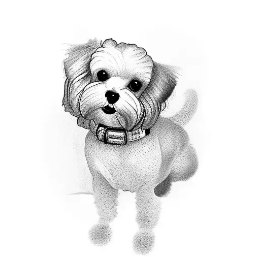 Unique feminine tattoo design for my dog named Rosie. Dog breed is Maltipoo. Incorporate a rose flower. No dog silhouett tattoo design idea