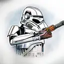 clone trooper with a jedi sword tattoo design idea