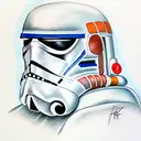 clone trooper with a jedi sword tattoo design idea