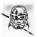 clone trooper with a jedi sword tattoo design idea