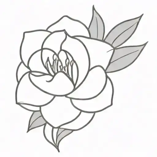 a small minimalist flower, it has babe going around one of the petals underneath  tattoo design idea