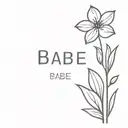 a small minimalist flower, it says "babe" underneath the flower  tattoo design idea
