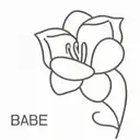 a small minimalist flower, it says "babe" underneath the flower  tattoo design idea