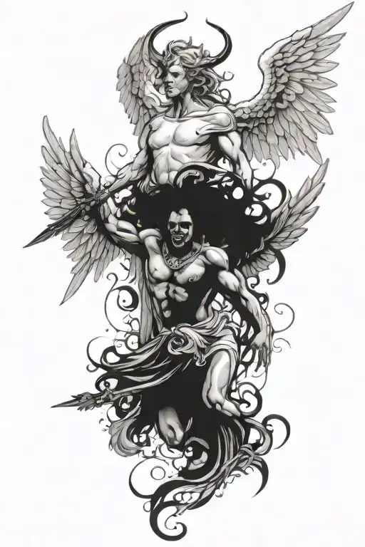angels vs demons tattoo design idea