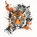 tiger, forest, fire tattoo design idea