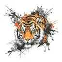 tiger, forest, fire tattoo design idea