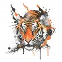 tiger, forest, fire tattoo design idea