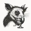 opossum drinking wine tattoo design idea