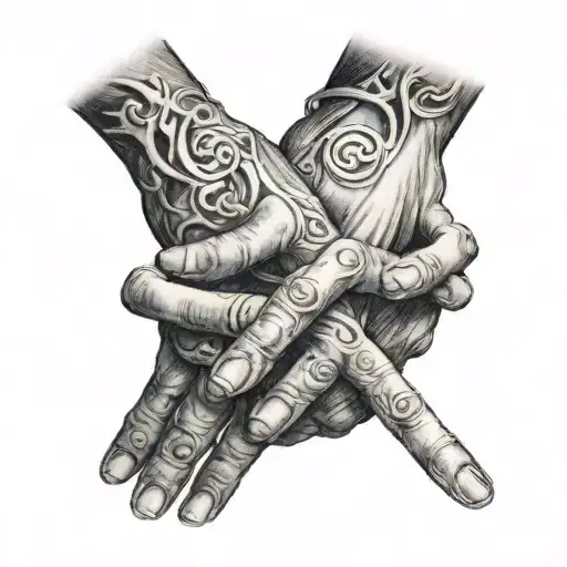 2 hands reaching for eachother touching at their ring fingers  tattoo design idea