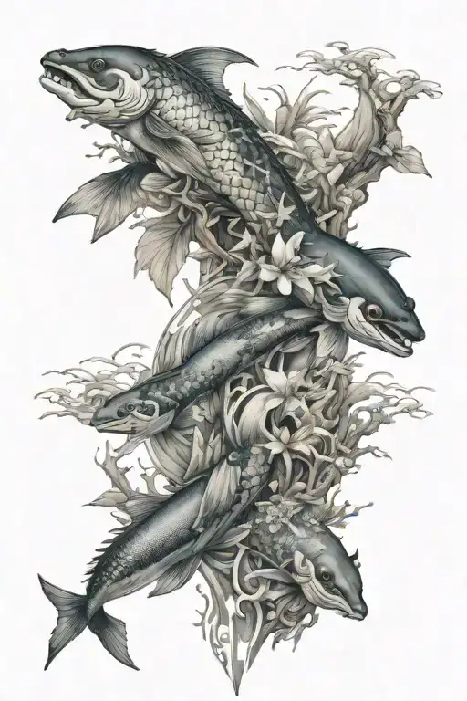 Japanese and Sea topics covered in each tattoo design idea