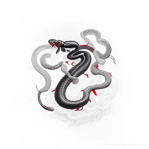 small black snake with crimson-red eyes tattoo design idea