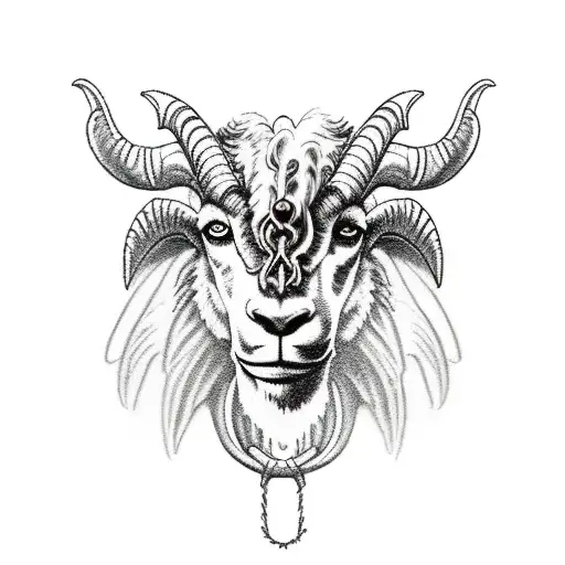 hero with goat helm tattoo design idea