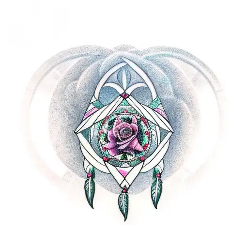 hero goat rose dreamcatcher tattoo design idea