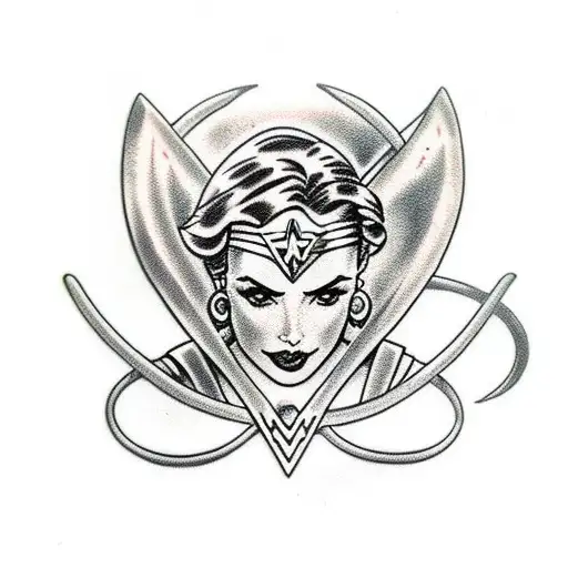 Wonder Woman with Bracelets tattoo design idea