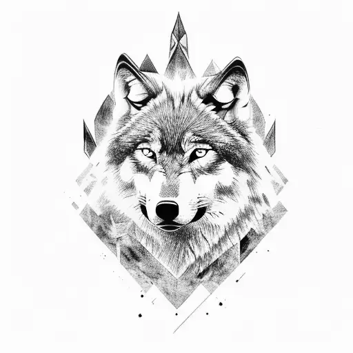 wolf warrior with blue eyes and beard tattoo design idea