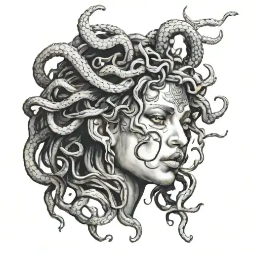 black  medusa tattoo design idea