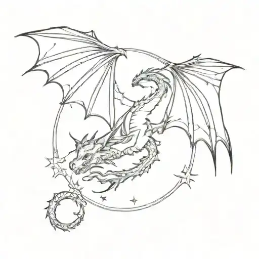 dragon bat celestial themed tattoo tattoo design idea