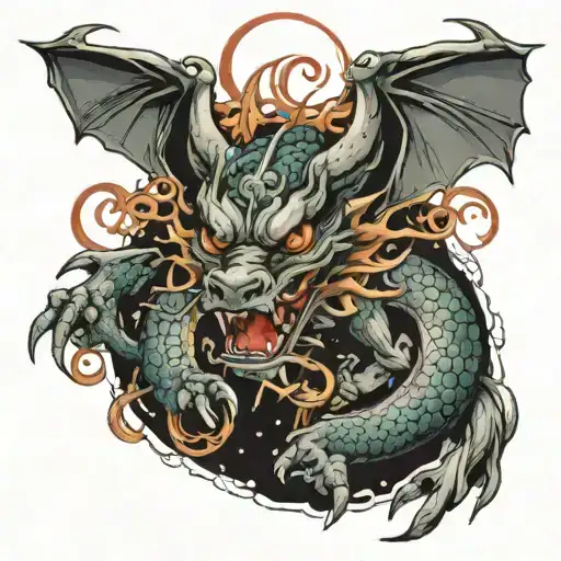 dragon bat celestial themed tattoo tattoo design idea