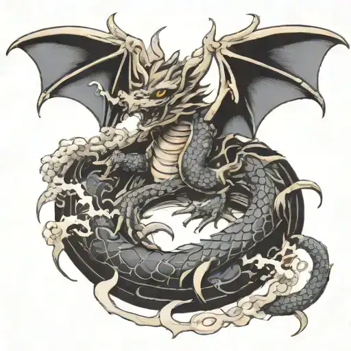dragon bat celestial themed tattoo tattoo design idea