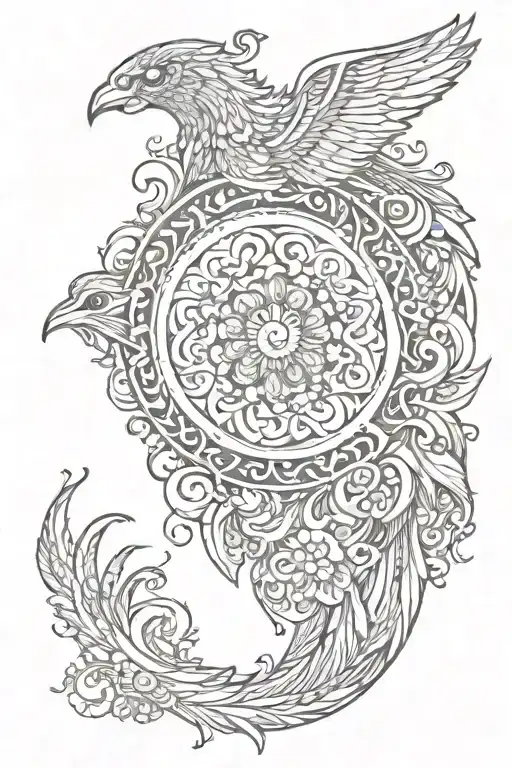 Phoenix rising mandala tattoo design idea